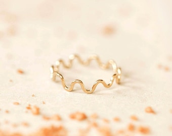 Gold Wave Ring | Wavy Gold Filled Stacking Rings | Sterling Silver Squiggle Ring | Ripple Rings | highs & lows ring | Wiggle wave rings