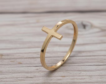 Gold Filled seitlicher Kreuz Ring