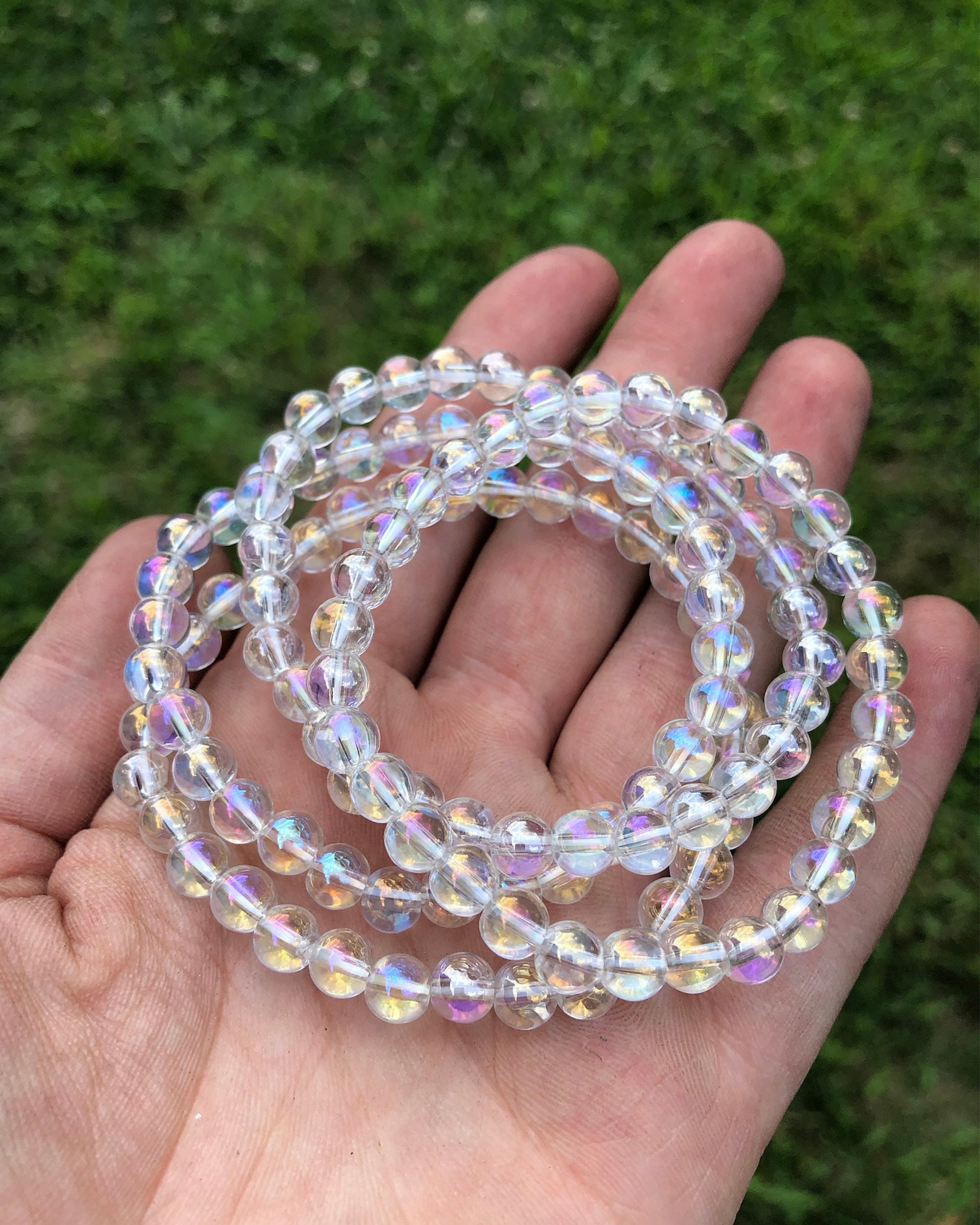 Angel Aura Quartz Bracelet Crystal Healing Master Healer Amplifier Creativity Attunement Romance Angel Aura Quartz Stretch Bracelet