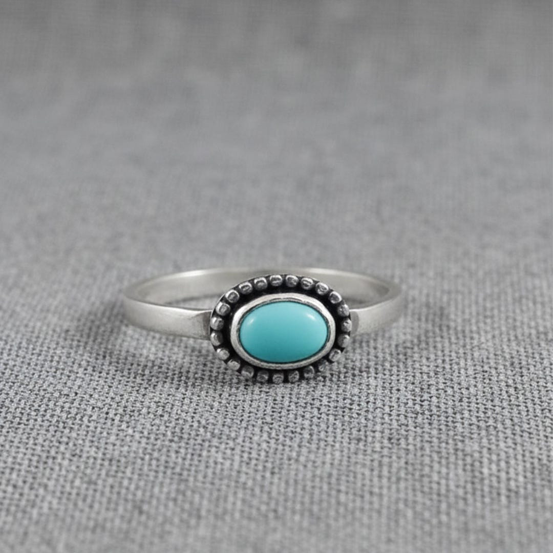 Sleeping Beauty Turquoise Ring - 925 Silver Oval Gemstone Rings ...