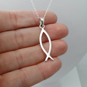 Ichthys Fish Necklace | Christian Fish Necklace | Ichthus Symbol pendant | Jesus Christianity Symbol Fish Necklace | Gift For Mother&#39;s Day