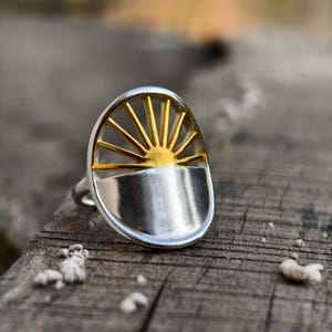 Dual Tone Sun Rings | Rising Sun Ring | Sunburst ring | Statement Spike Ring | Symbol of New Beginnings | Sunshine Ring | Gift For Mother