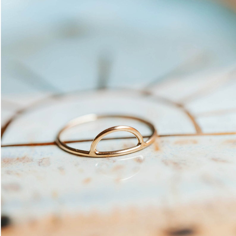 Gold sunshine ring gold arch rings delicate curved ring minimalist arch rings Stacking rings gift for mother's day promise ring image 2