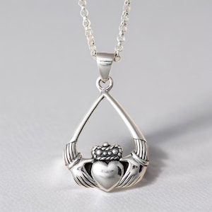 Irish Celtic Claddagh Necklace - Claddagh Heart Pendant - Claddagh Necklace - Irish Heritage Jewelry - Love Symbol Necklace -Friendship Gift