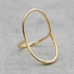 Guld oval ring / Enkla ovala ringar / Present till henne / Mors dag-present / Löftesringar / Examenspresent / Full cirkel Karma ring / Karma ring