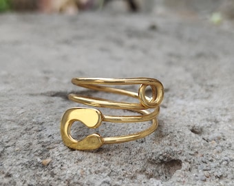 Gold Filled Sicherheitsnadelring, verstellbarer Daumenwickel, handgefertigt