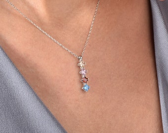 Custom Birthstone Necklace, Family Birthstone Choker, Personalized BirthMonth Pendant, Multi-Stone Custom Necklet, Personalized Crystal Gift