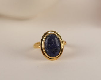 Lapis Lazuli Natural Stone Ring in Silver, Gold, 14K Gold  Minimalist Mother's Day Gift and Minimalist Dainty Jewelry for Women,