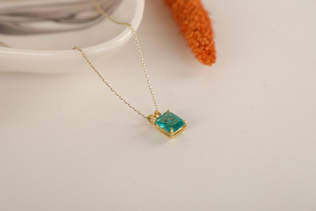 Paraiba Tourmaline Solitaire Necklace in Silver and Gold, 14k Solid ...