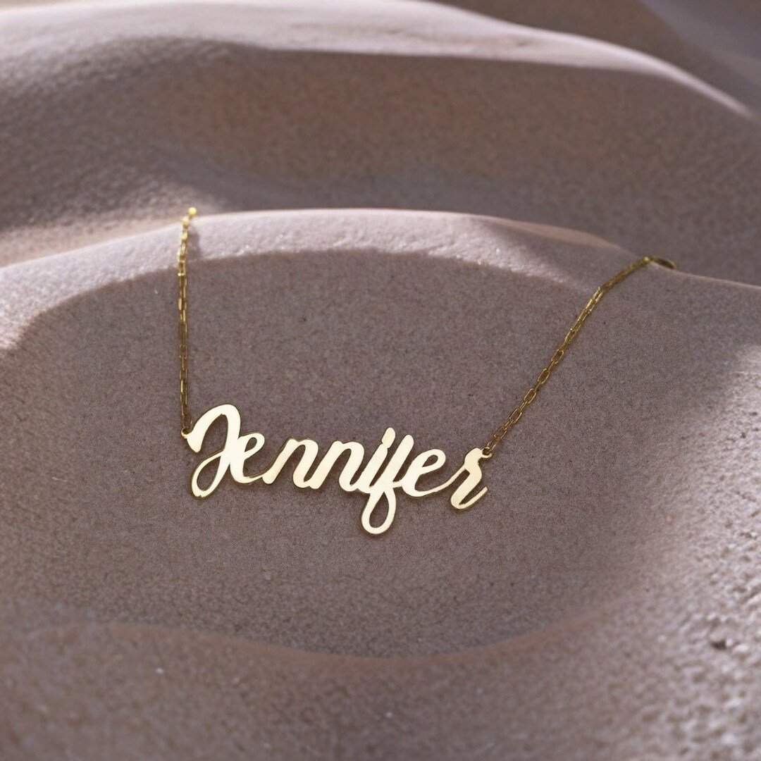 14K Solid Gold Custom Name Pendant, Personalized Mother's Gift 