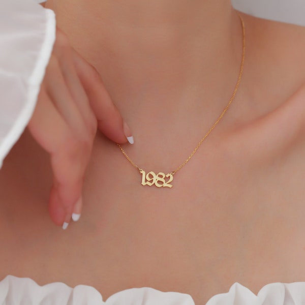 Custom Birth Year Necklace, Number Necklace Gold, Perfect For Birth Year or Any Special Year, Dainty Year Jewelry, Minimalist Women Design