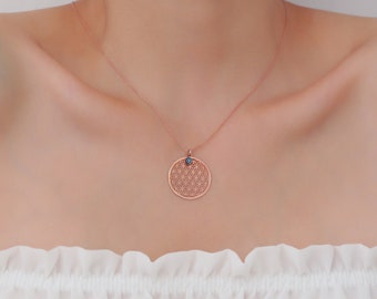 Elegant Copper Rose Gold Necklace with Evil Eye Bead Detail - Chic & Unique Style, Perfect Fashion Jewelry, Gift for Her, for Mothers' Day