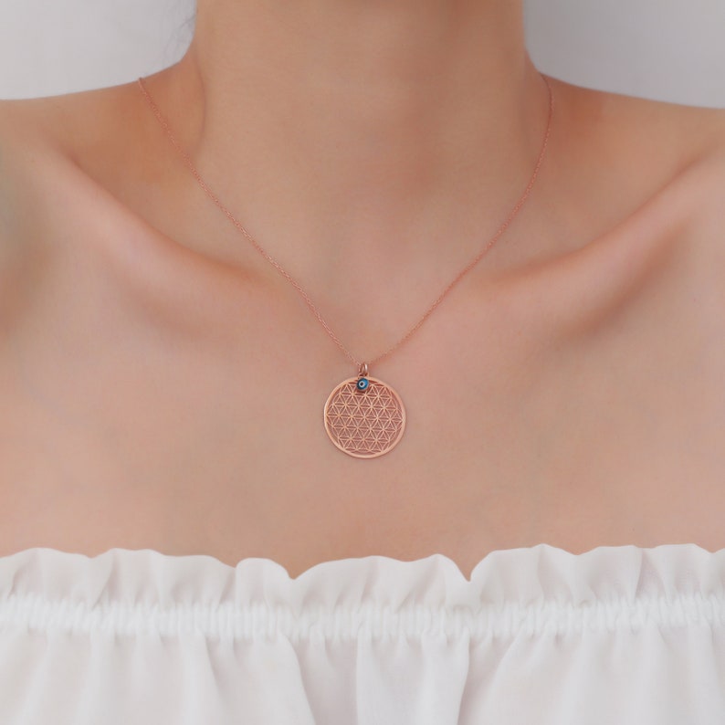 Elegant Copper Rose Gold Necklace with Evil Eye Bead Detail Chic & Unique Style, Perfect Fashion Jewelry, Gift for Her, for Mothers' Day image 1