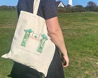 Peaks Island Souvenir, Ferry Terminal Cotton Canvas Tote, Portland Maine Local Gift Casco Bay Bag, Eco-friendly Reusable bag, Free shipping