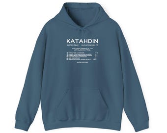 Katahdin trail map Hoodie | Appalachian Mountain elevation profile
