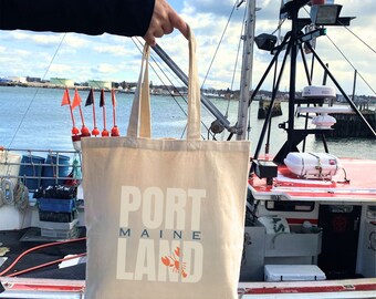 Portland Maine Lobster Cotton Canvas Tote Bag: Eco-Friendly Souvenir