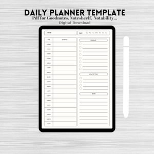 Minimalist Daily Planner Printable, Daily To Do List for Work/Home, Productivity Planner, Undated Planner Inserts, Goodnotes Template
