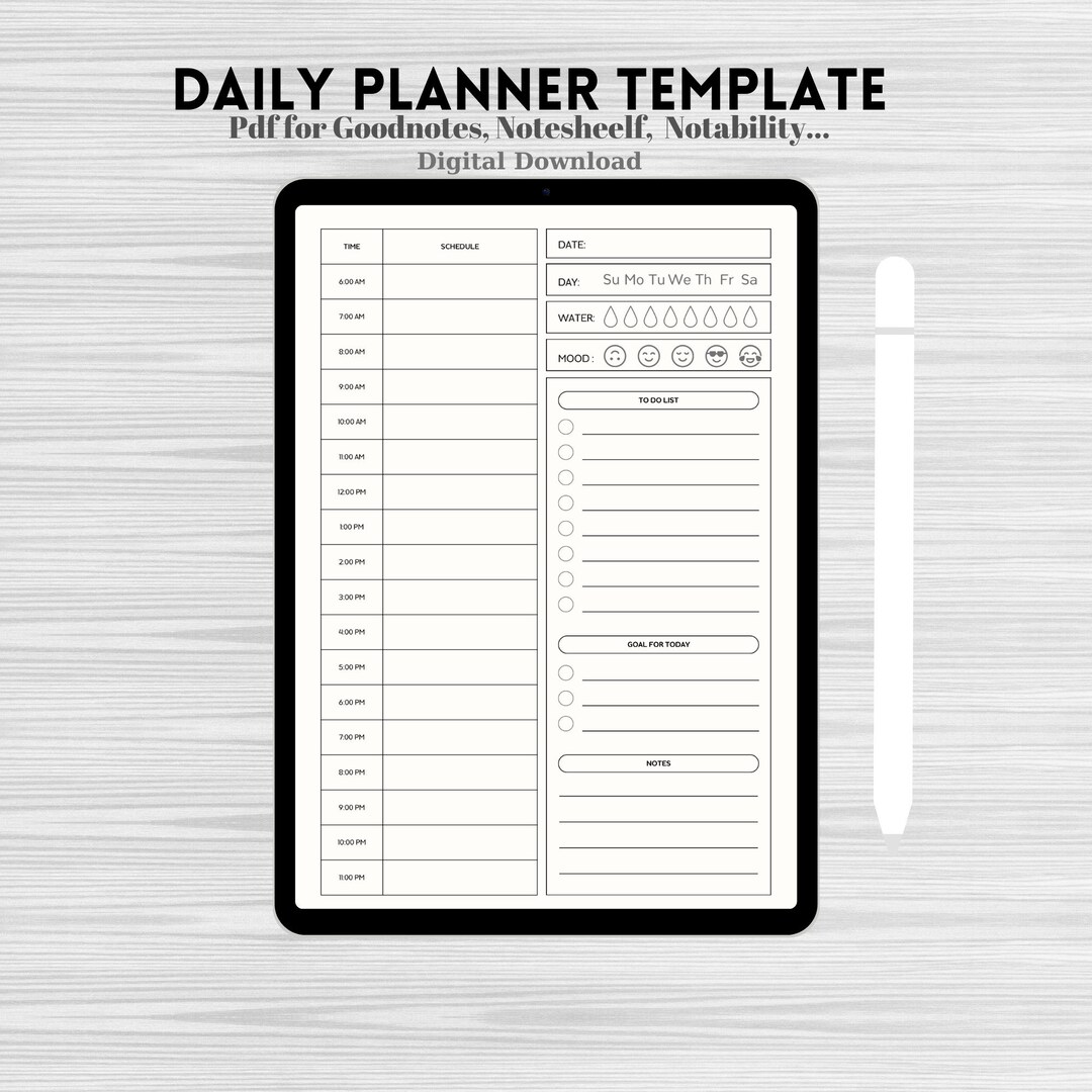 Daily Planner Goodnotes Template Undated Digital Planner Etsy