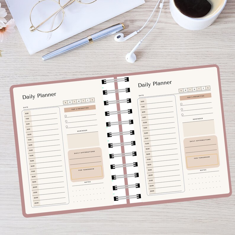 Daily Planner Goodnotes Template, Undated Digital Planner Pdf
