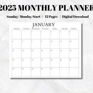 2025 Monthly Planner, 2025 Calendar,Monthly Planner Goodnotes Template,Undated Monthly Planner,Monthly Digital Planner,Monthly Planner Page