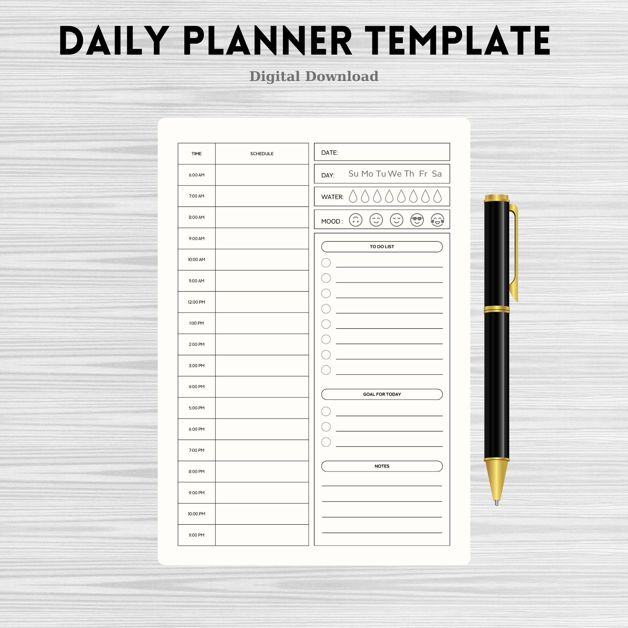 Daily Planner Goodnotes Template Undated Digital Planner Etsy