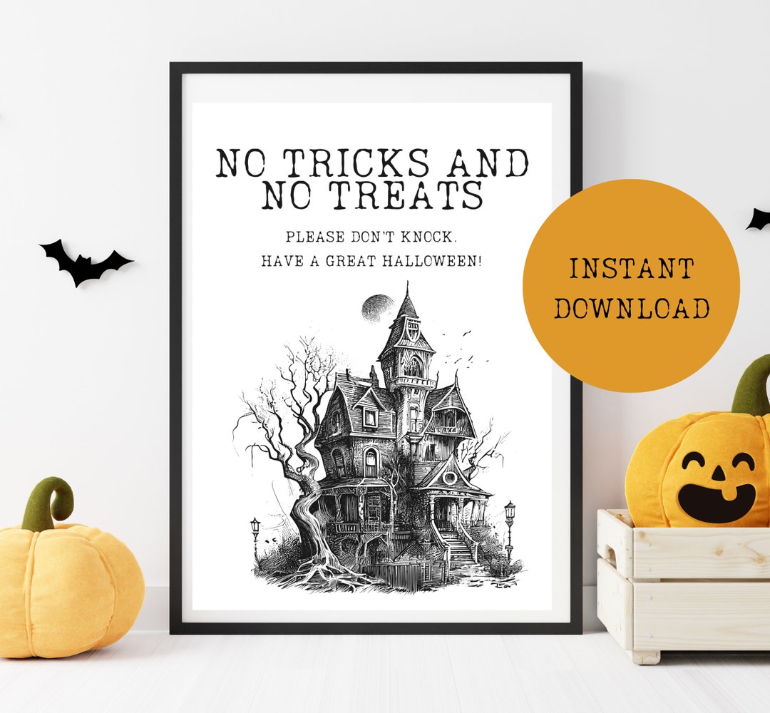 DIGITAL DOWNLOAD No Candy Halloween Printable Sign, Trick or Treater ...