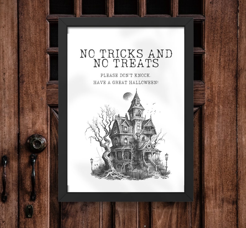 Trickling Sign DIGITAL DOWNLOAD No Candy Halloween Printable Sign, Trick or Treater ...
