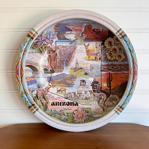 Vintage Arizona Landmark Souvenir Metal Bowl by Artist Ken Haag