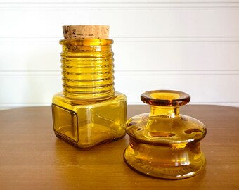 Vintage Amber Glass Bottles - Dansk and Wheaton