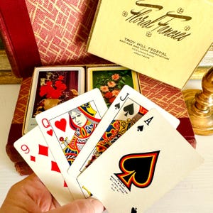 Vintage Floral Fancies Playing Cards, 2 Deck Boxed Set - Troy Hill Federal Savings and Loan Association Promotional Item