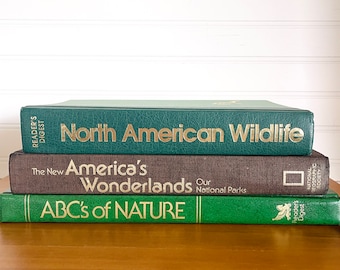 Vintage nationale parken, Noord-Amerikaanse dieren in het wild, ABC's of Nature hardcover geïllustreerde boeken