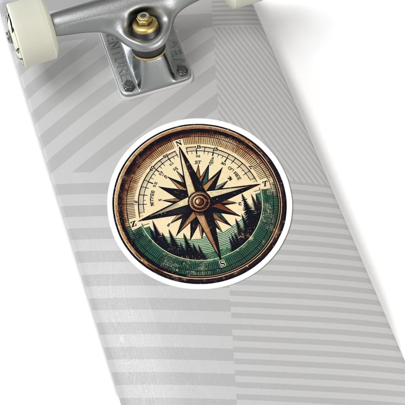 Vintage Compass Rose Sticker | Forest Mountains Adventure Vinyl Decal ...