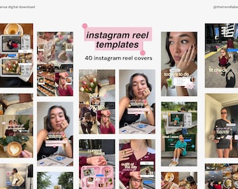 May include: A digital download set of 40 Instagram reel templates and covers featuring various lifestyle photography, including coffee, fashion, and daily activities, with text overlays like instagram reel templates and 40 instagram reel covers.