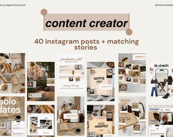Neutralne/brązowe, wirusowe, modne szablony na Instagram, twórca treści, posty marketingu cyfrowego, SMM, UGC w mediach społecznościowych, historie na Instagramie, karuzela na Instagramie
