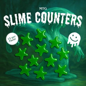 MTG Slime Counters – Set of 12 Counters for Toxrill, Slime Against Humanity, Sludge Monster, Gutter Grime + Bonus Ooze Token