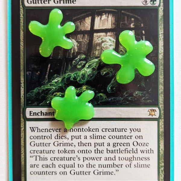 Magic the Gathering: 12 Slime Counters - Perfect for Gutter Grime, Toxrill, the Corrosive, Sludge Monster - MTG Commander EDH