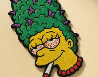 Marge tufted rug, Cartoon inspired custom rug, Cartoon Lovers Gift, Handmade carpet