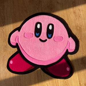 Roze handgemaakt getuft vloerkleed met schattig stripfiguur - perfect verjaardagscadeau voor meisjes, kinderen, broers en zussen, vrienden en stripliefhebbers