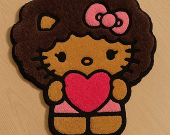 Afro Custom Kitty Tufted Rug – Super Puffy Handmade Rug, Cute Carpet,  Room Decor, Unique Gift for Her,afro kitty rug,  tufted kitty rug,