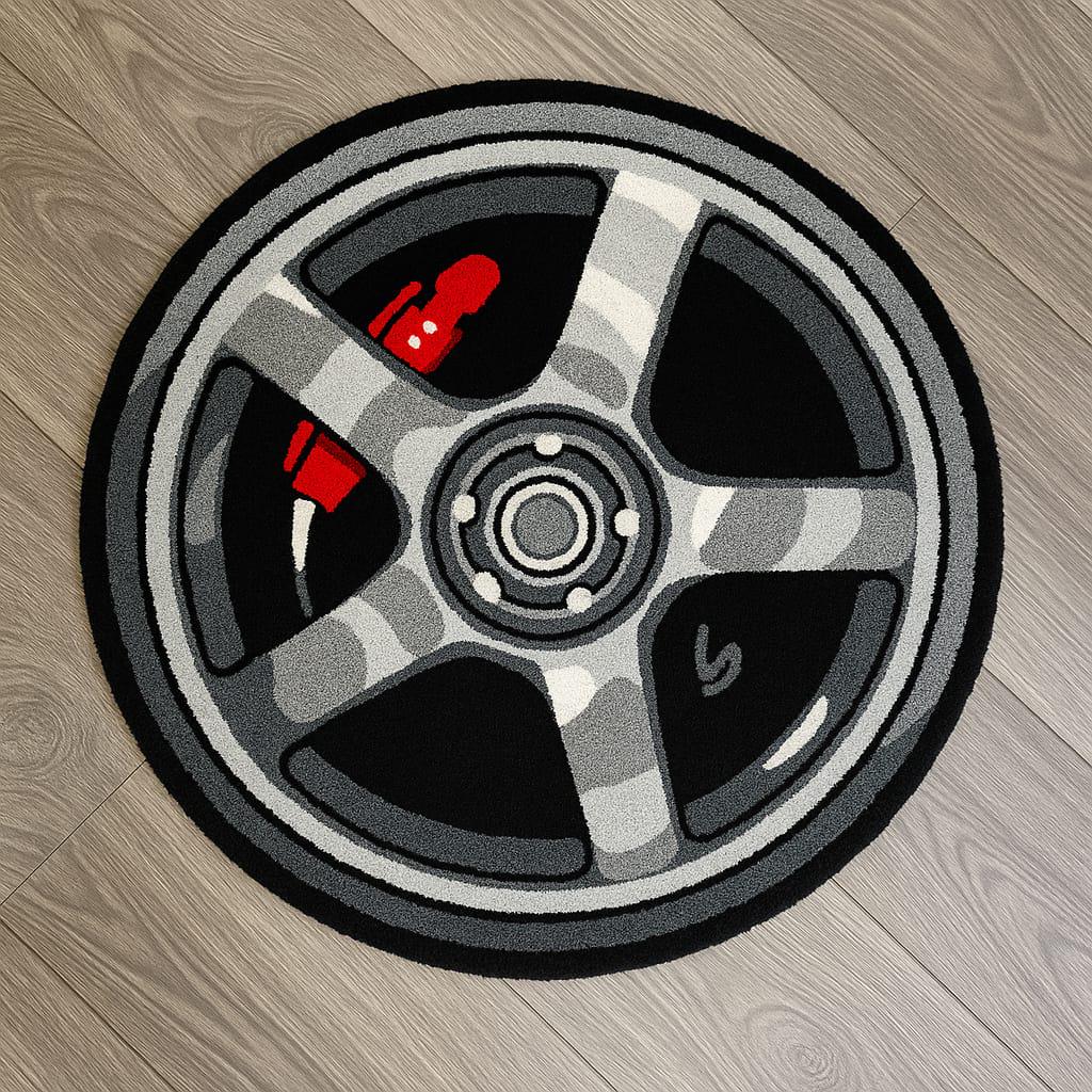 JDM Car Wheel Rug/Custom Rims Carpet for Car Enthusiasts/Drift & Tuning Inspired Home Decor/Caar rug/Custom rug/Porsche rug/Car Wheel Rug