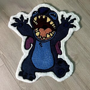 Stitch Rug | Custom Rug | Cartoon Rug| 100% ,cartoon anime rug, anime character rug, tufted anime carpet, anime rug, handmade anime rug