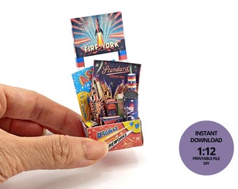 Juego de fuegos artificiales imprimibles a escala 1:12, 10 artículos para celebraciones: día independiente, fuego explosivo, juego de fiesta, fuegos artificiales al aire libre