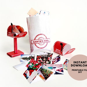 Envío a Papá Noel 10 tarjetas navideñas estilo 7 sobres de cartas estilo más buzón de correo de Papá Noel y bolsas de correo decoraciones para árboles de Navidad