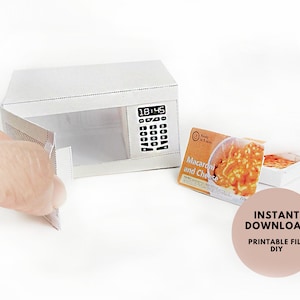 1:6 scale DIY printable Microwave Macaroni and cheese Dollhouse Miniature Furniture  Easy Fun Hobby