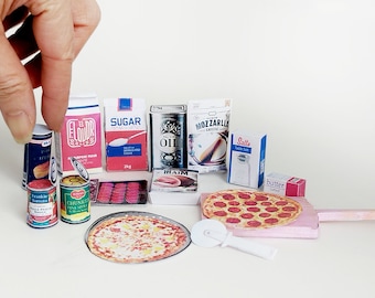 1:6 Miniature Pizza Set – Printable DIY Dollhouse Food (Digital Download)