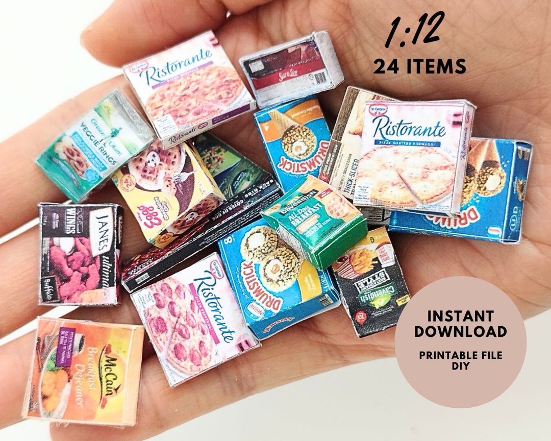 1 12 Scale , 24 Items Frozen Foods Printable Dollhouse Frozen Foods ...