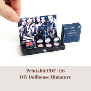 Expositor de maquillaje para casa de muñecas a escala 1:6, set de cosméticos (patrón en PDF)
