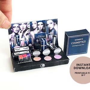 16 items make up and Cosmetic Display - DIY for 1:6 dollhouse