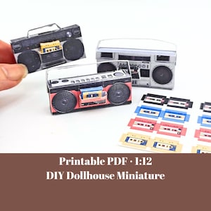1:12 Miniatura Boomboxa z lat 80., dźwięki muzyki, głośnik, kaseta Boombox, odtwarzacz kaset, DIY