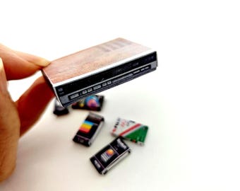 1:12 Scale , 6 items Classic video Tape and record player- Printable Dollhouse decorations - printable miniature template